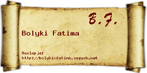 Bolyki Fatima névjegykártya
